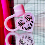 Crying heart straw cover