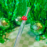 Reusable Glass Charm Straw - Mushroom