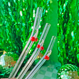 Reusable Glass Charm Straw - Cherry