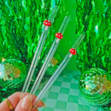 Reusable Glass Charm Straw - Mushroom