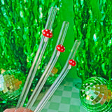 Reusable Glass Charm Straw - Mushroom
