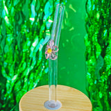 Reusable Glass Charm Straw - Pink Flower