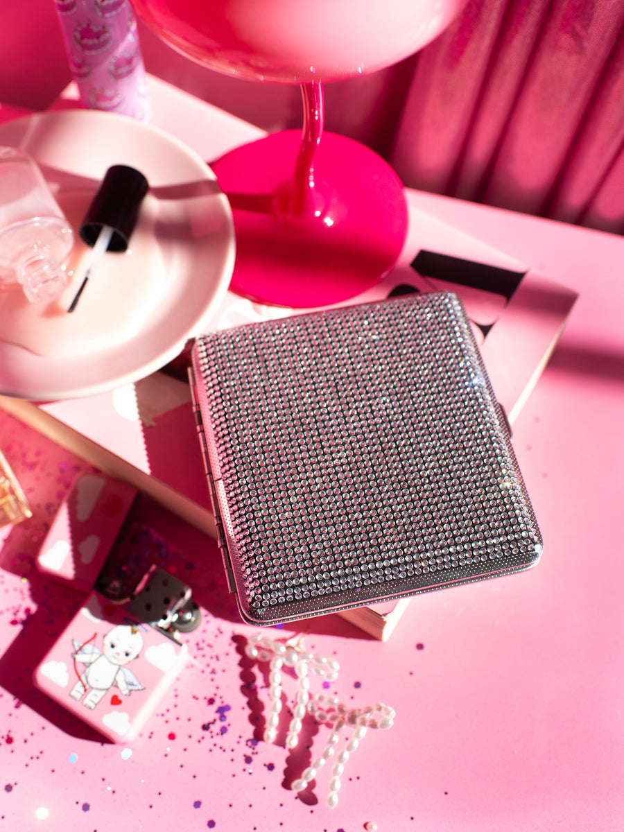 Rhinestone Cig Case- Silver