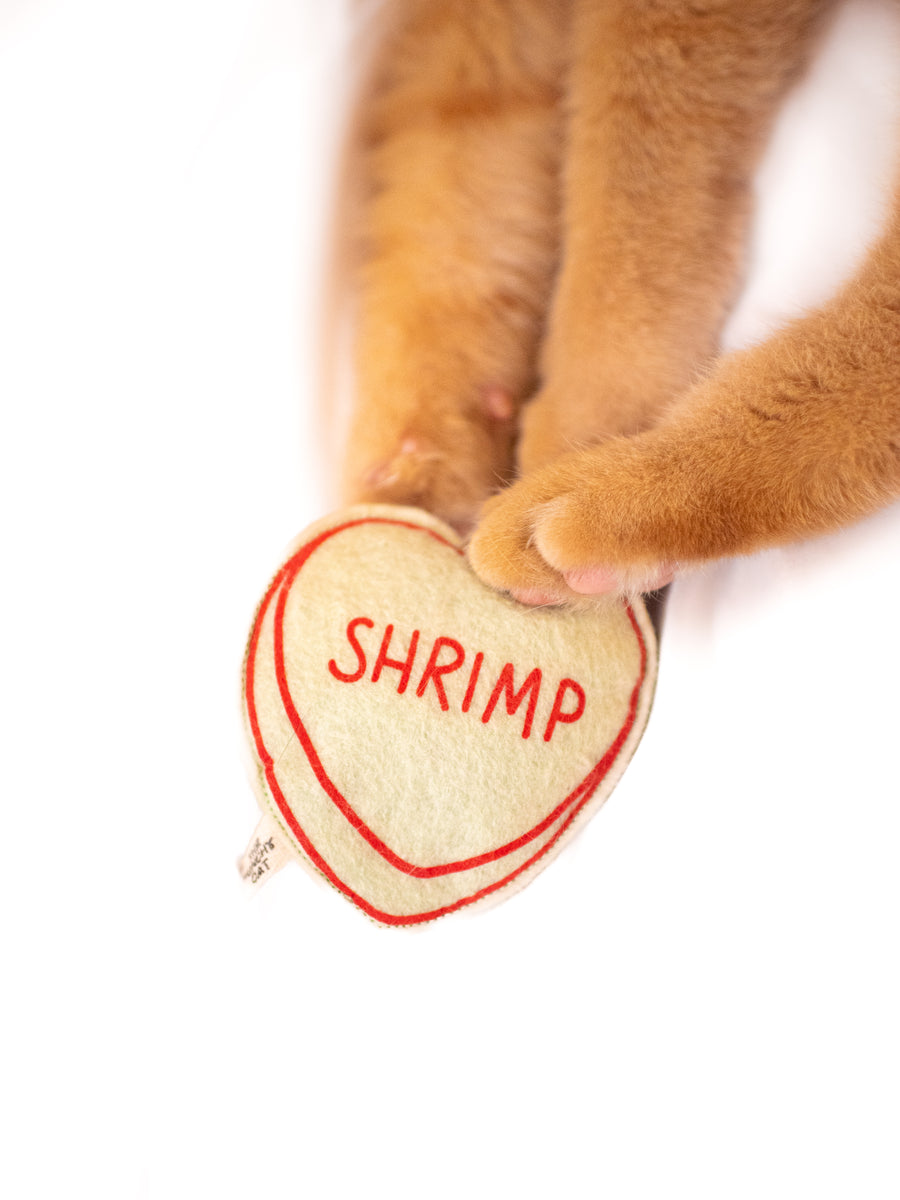 Shrimp Candy Heart Catnip Toy