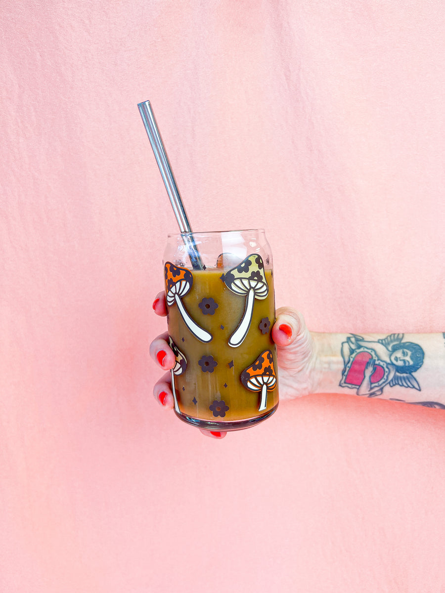 Retro Can Glass - Floral Mushy