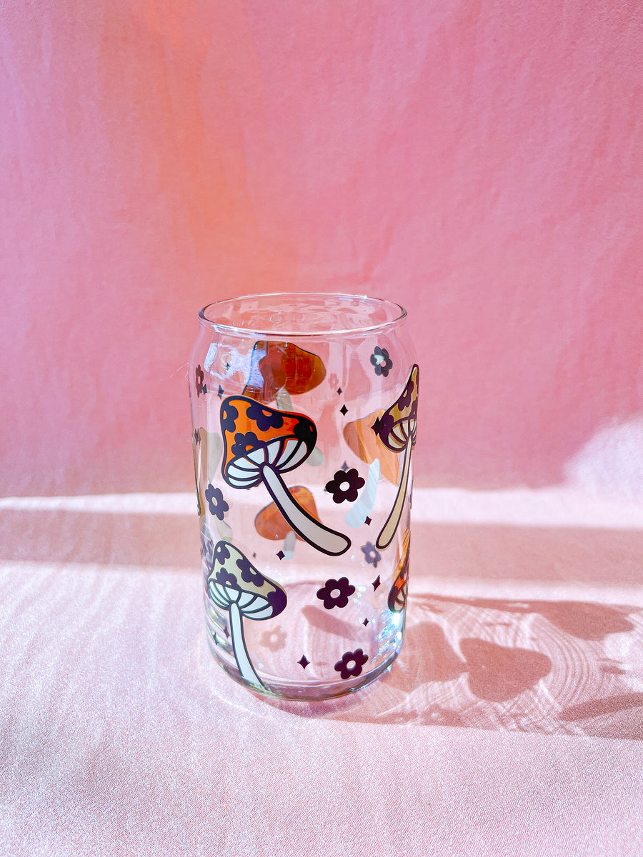Retro Can Glass - Floral Mushy