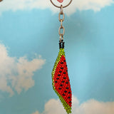 Watermelon Beaded Keychain