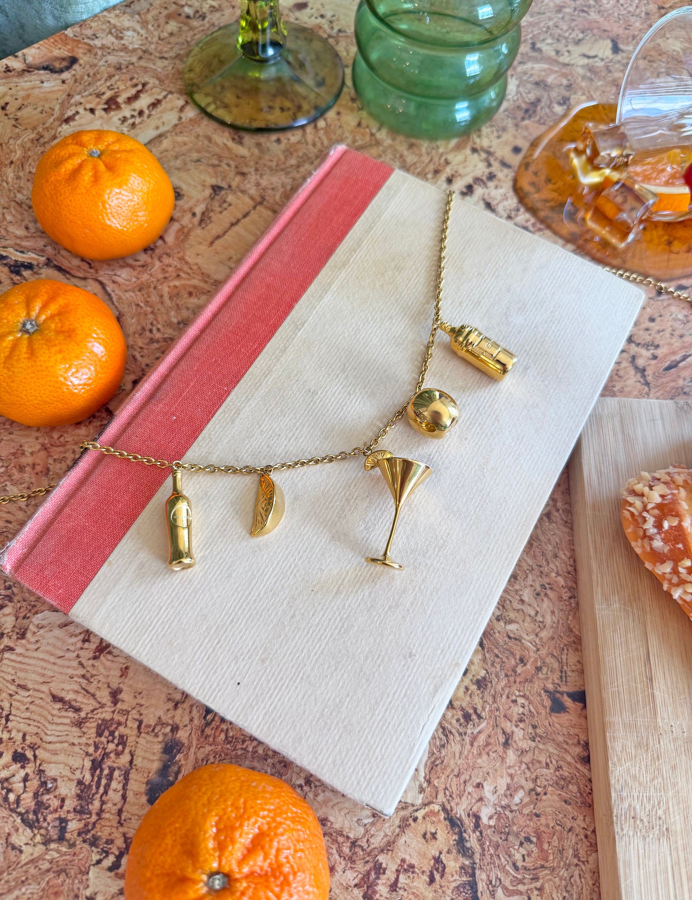 Martini Charm Necklace- Silver