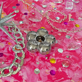 Chrome Flower Incense Holder