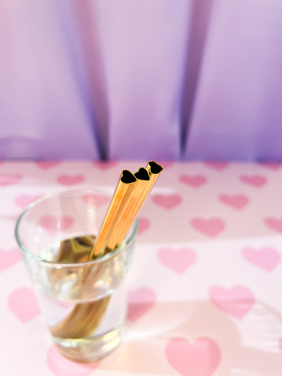 Heart Shaped Straw - Gold