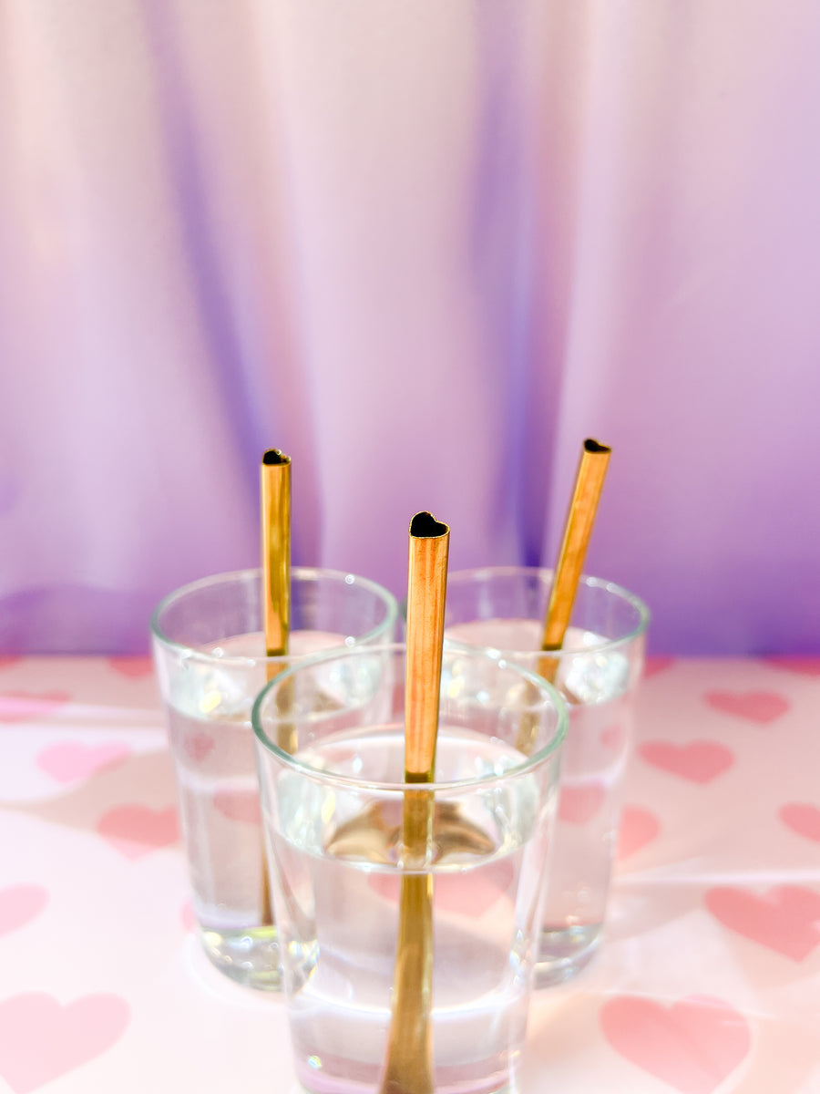 Heart Shaped Straw - Gold
