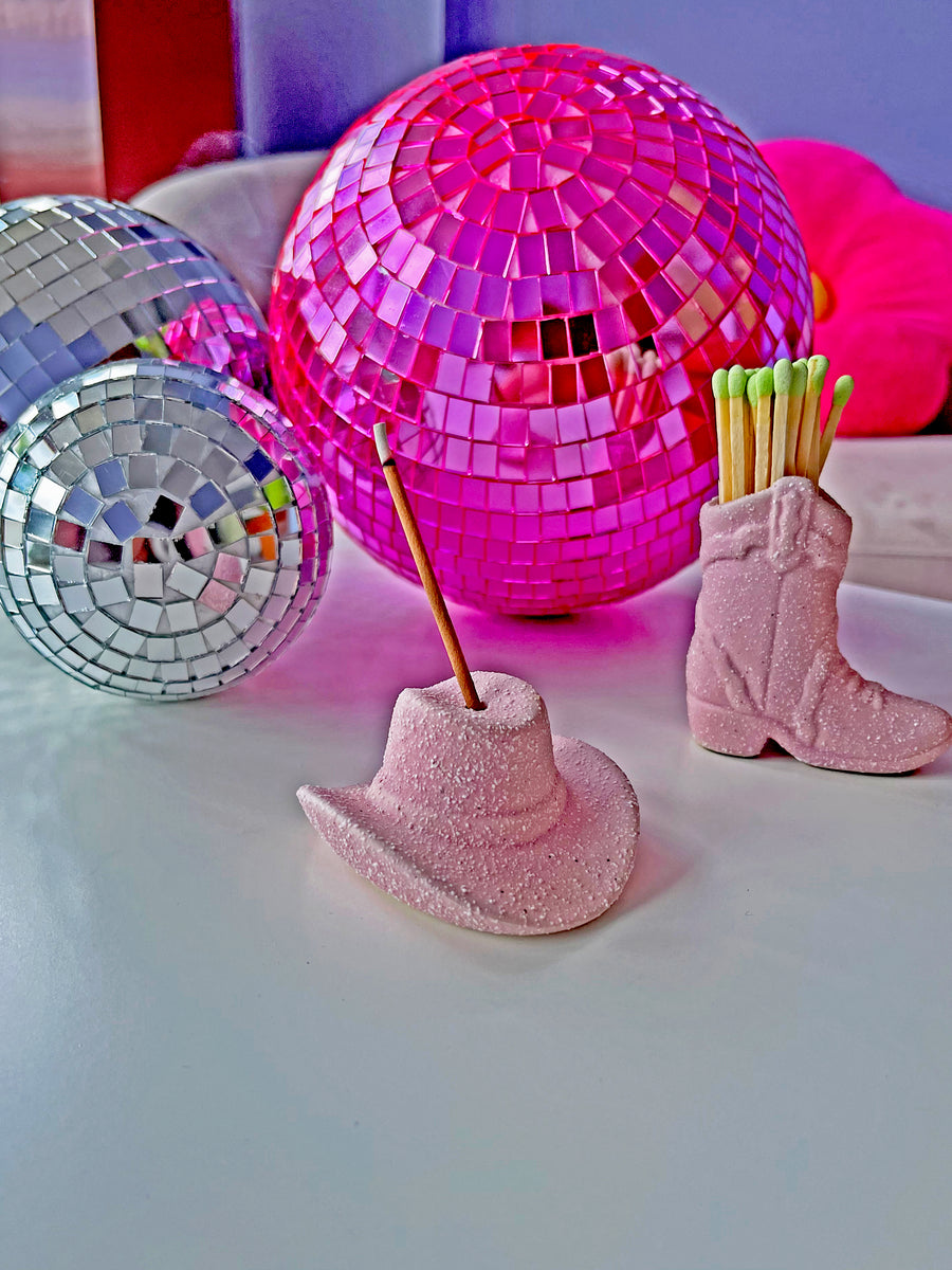 Cowboy Hat Incense Holder and Incense Set- Pink