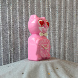 Pink Satin Kit-Cat Klock - Heart Eyes