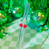 Reusable Glass Charm Straw - Cherry