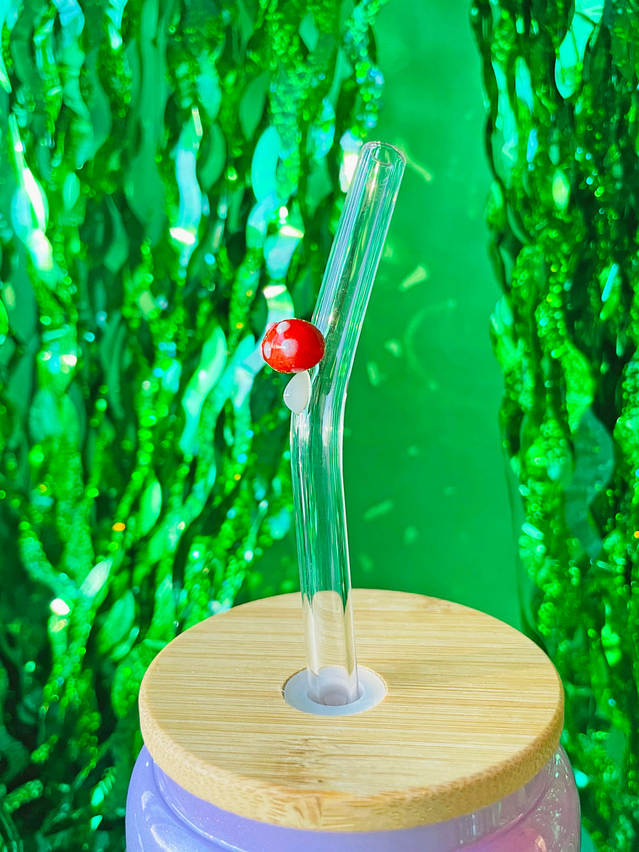 Reusable Glass Charm Straw - Mushroom