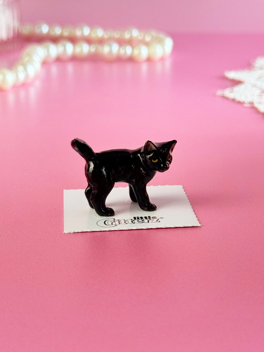 Black Kitten Mini Porcelain Figurine