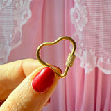Screw Lock Heart Carabiner- Gold