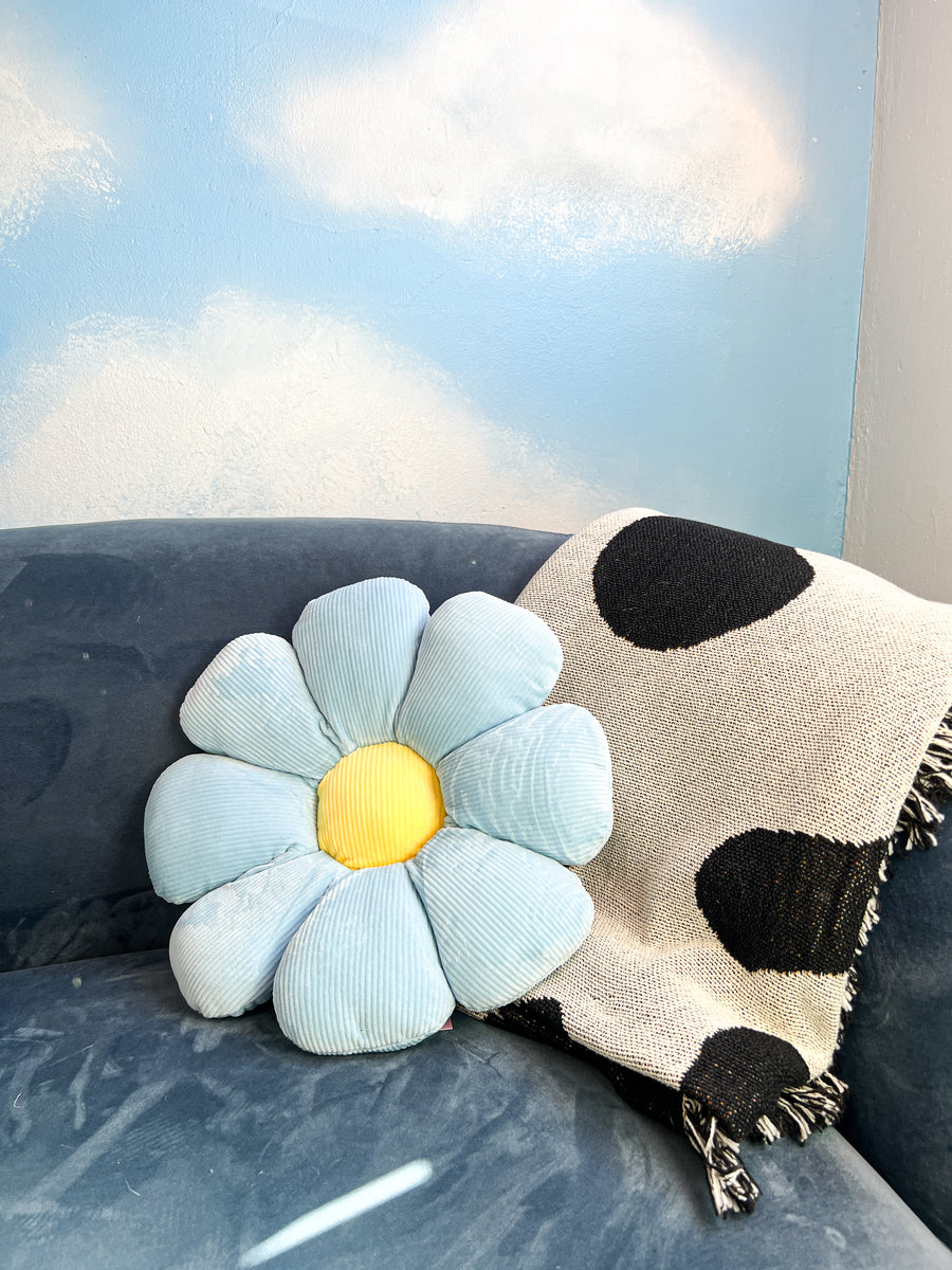 Small Flower Pillow - Blue