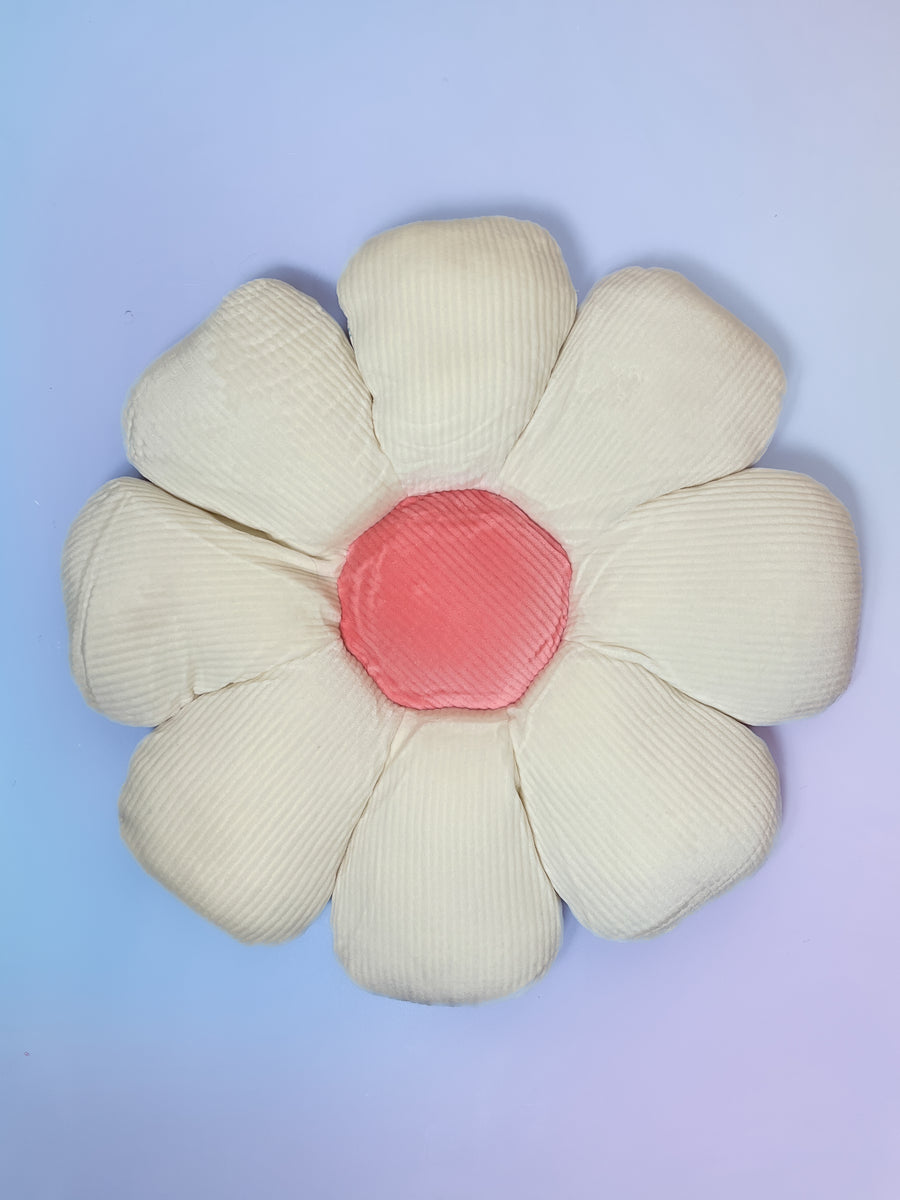 Small Flower Pillow - White