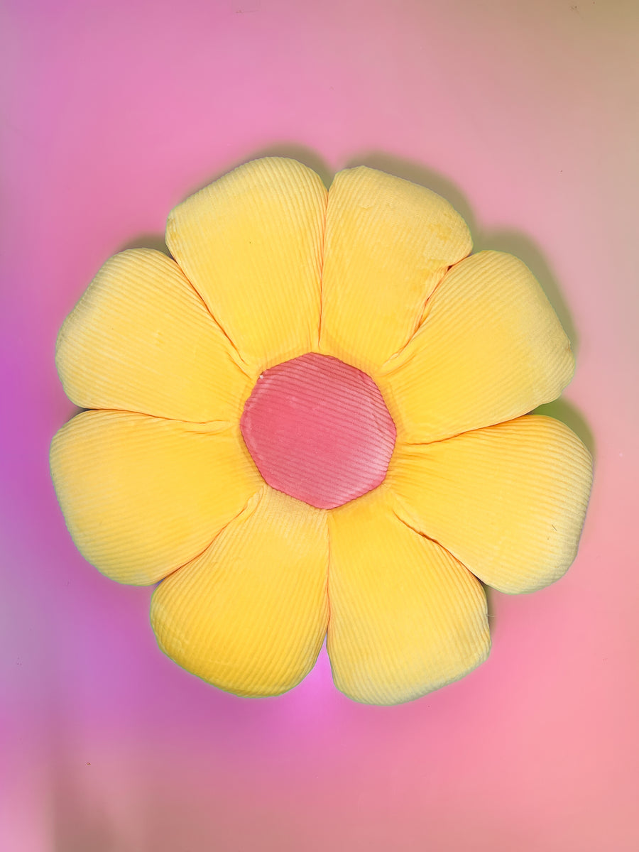 Small Flower Pillow - Yellow