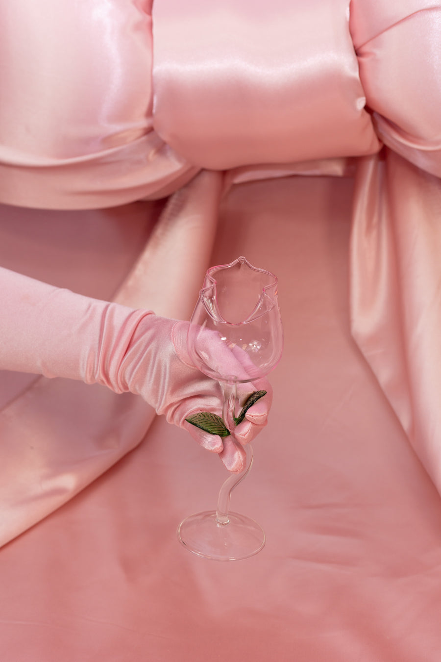 Pink Rose Wine Glass