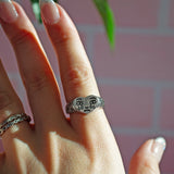 Silver Crying Heart Ring