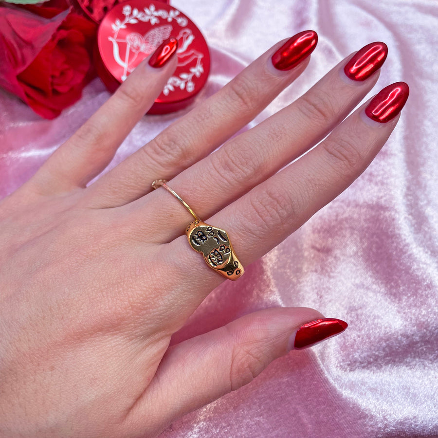 Gold Crying Heart Ring