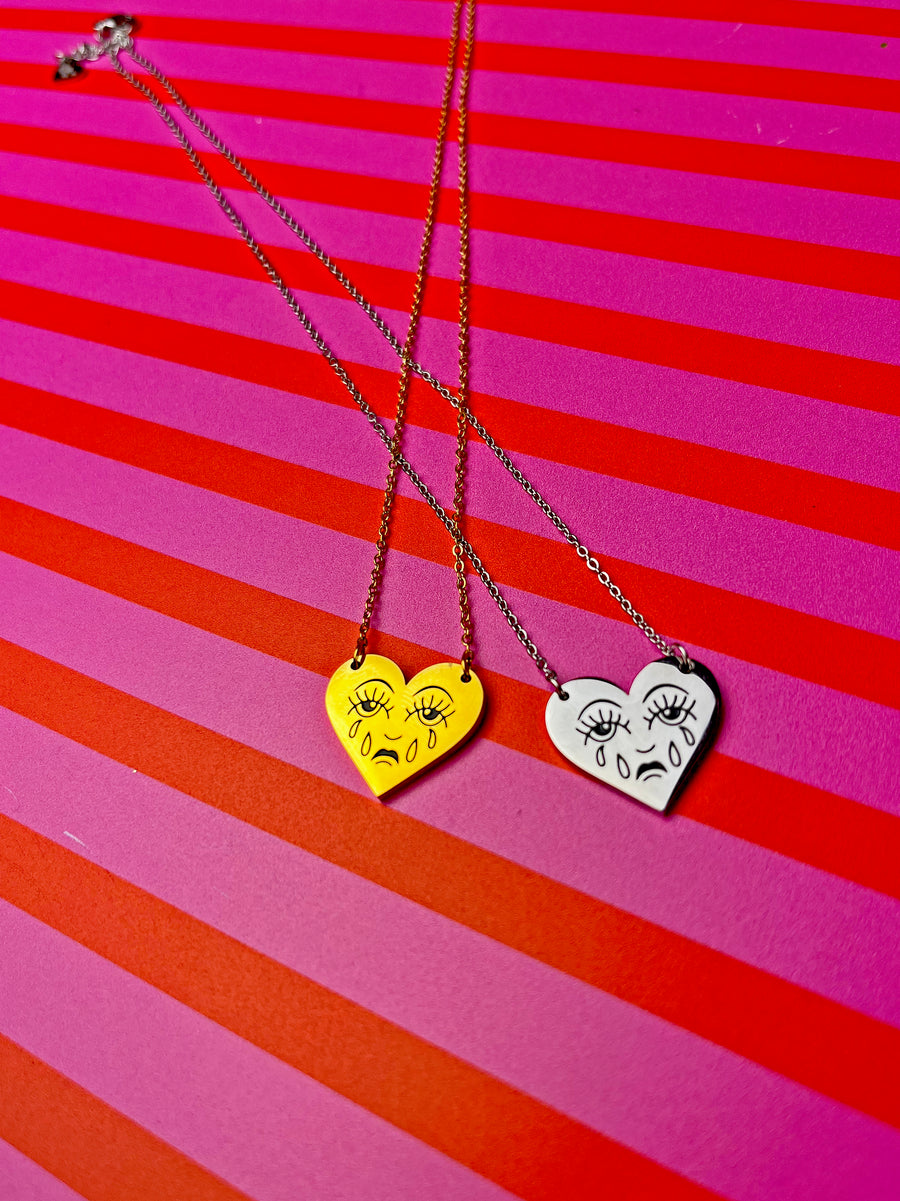 Crying Heart Necklace- Gold