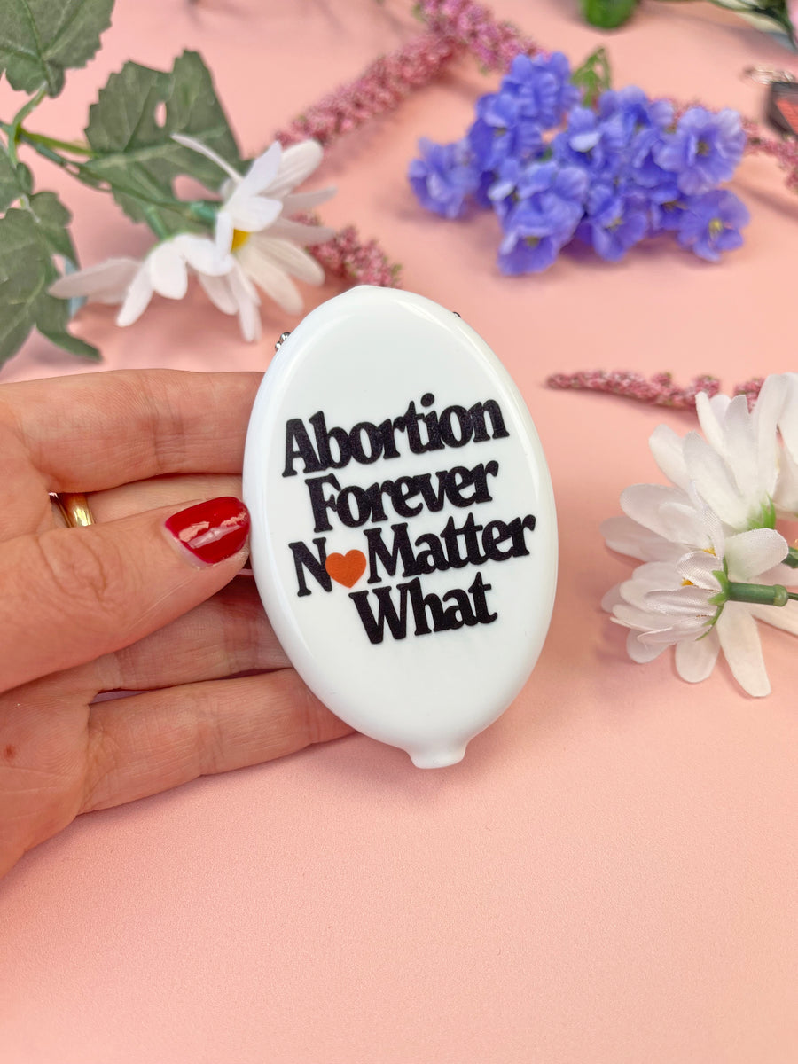 Abortion Forever Heart Coin Pouch Keychain