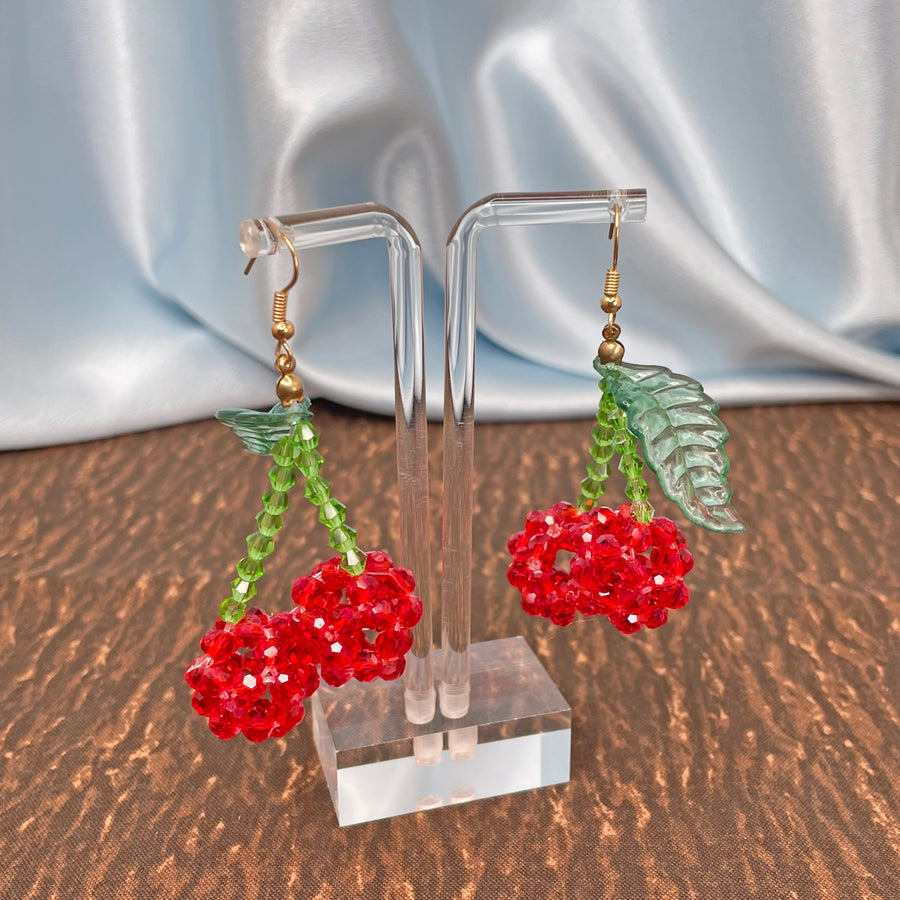 Beaded Cherry Earrings