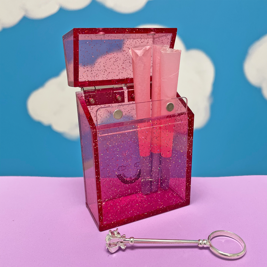 Pink Glitter Cigarette Box